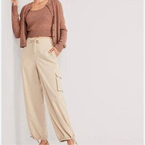 Old Navy Stretchtech Beige Wide Leg Stretch Cargo Pants Ankle Cinch Large